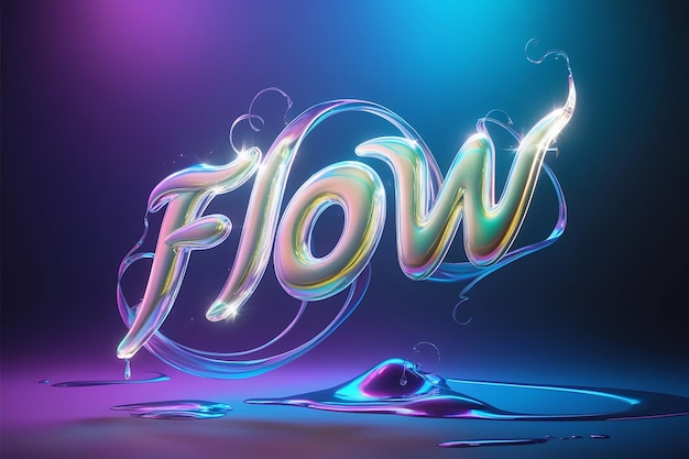 a colorful image of the word flow is lit up