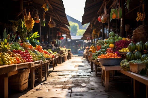 Colorful Indonesian Fruit Market Generative AI