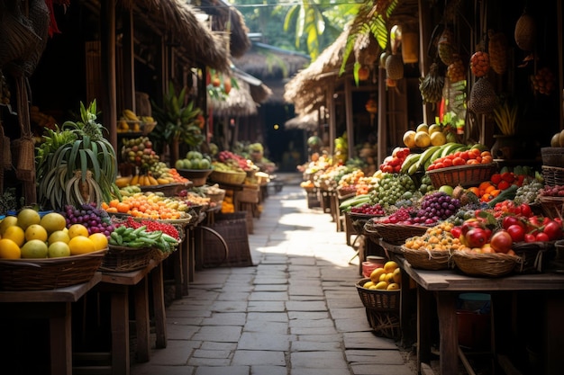 Colorful Indonesian Fruit Market Generative AI