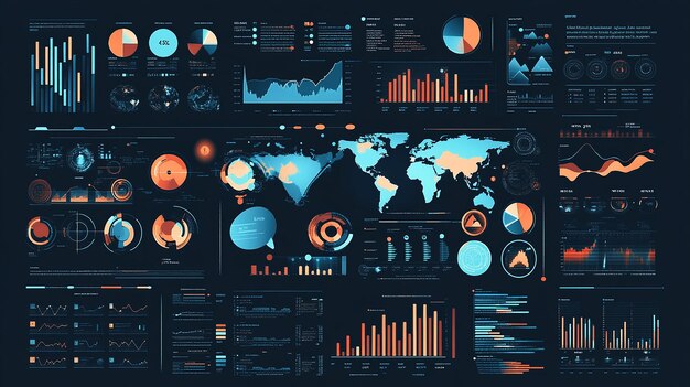 Photo colorful infographic elements with data visualization