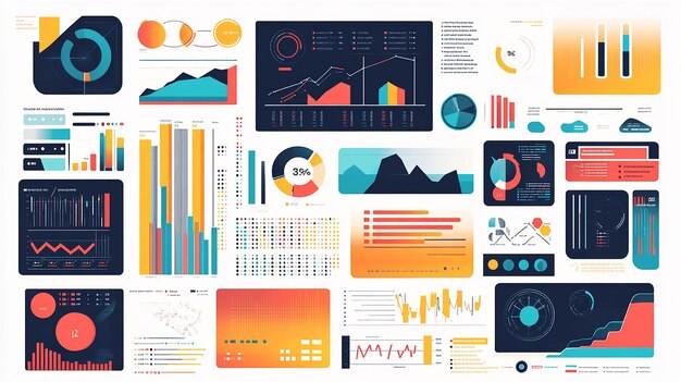 Photo colorful infographic elements with data visualization