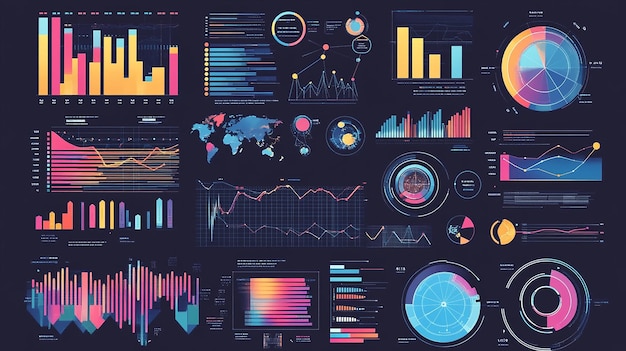 Photo colorful infographic elements with data visualization