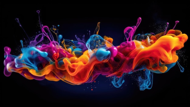 A colorful ink drop mixes with other liquids underwater Illustration Generative AI