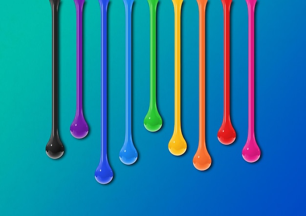 Colorful ink drops on blue background Horizontal wallpaper