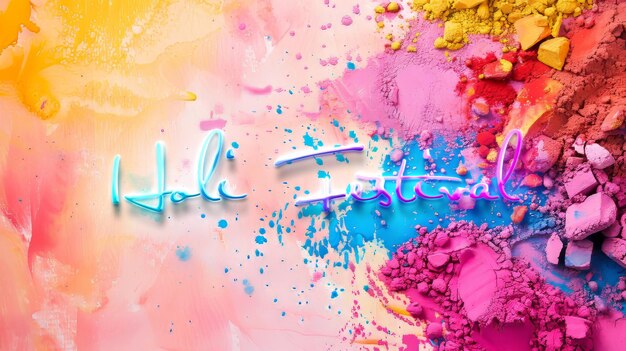 Colorful ink holi festival poster with copy space