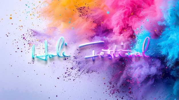 Colorful ink holi festival poster with copy space