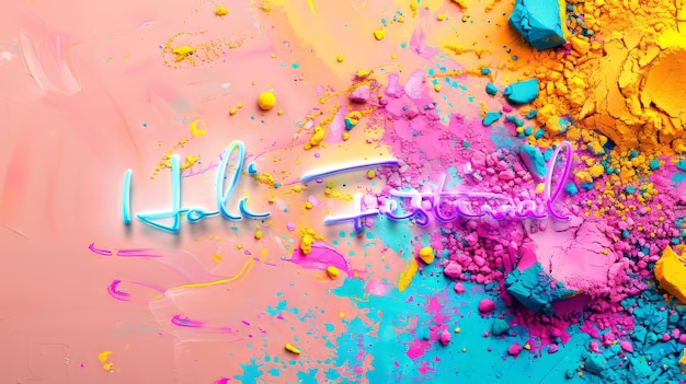 Colorful ink holi festival poster with copy space