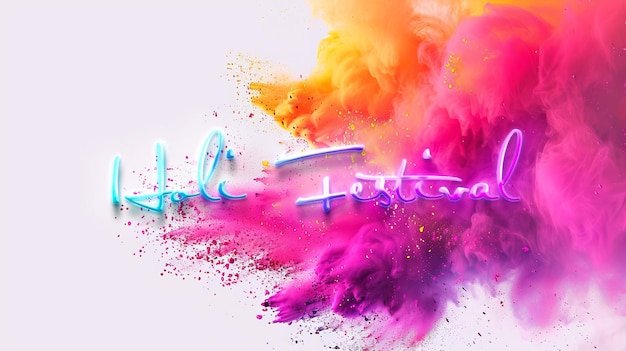 Colorful ink holi festival poster with copy space