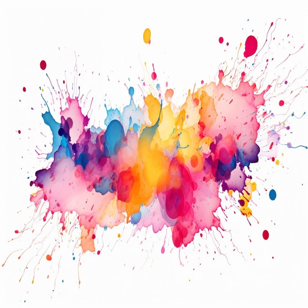 Photo colorful ink splatter dotted isolated in white background and copy space