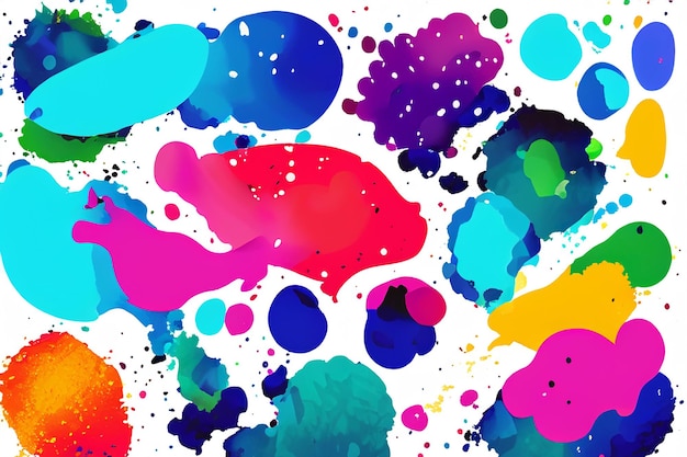 Colorful ink spots set Splash splatter abstract shape Vector illustration