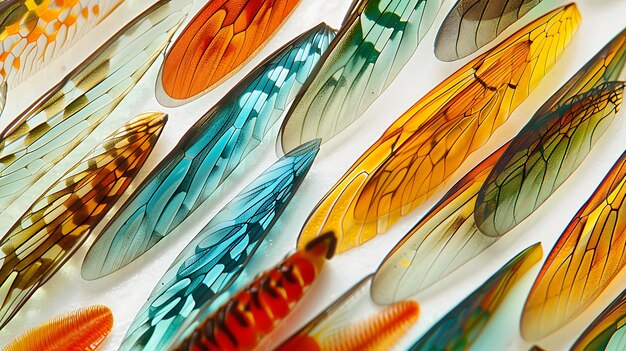 Photo colorful insect wings macro abstract background