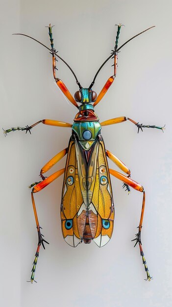 Photo a colorful insect with a face and the eyes of a man