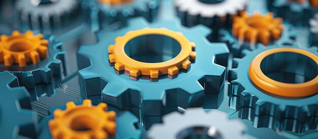 Colorful Interlocking Gears Representing Teamwork and Innovation in Technology and Engineering