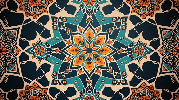 Photo a colorful and intricate mandala design with a starshaped center and floral patterns