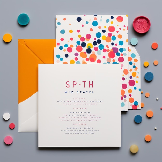 Photo a colorful invitation letter featuring playful fonts confetti and a joyful message fun celebratory tone