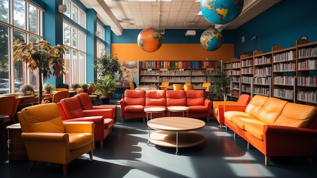 A colorful and inviting childrens library filled with books and educational resources to foster