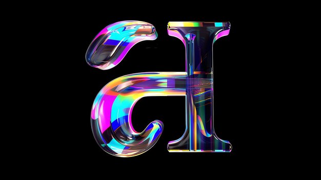 Photo a colorful iridescent letter a on a black background