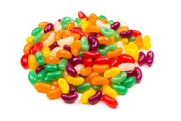 Colorful jelly beans isolated on white