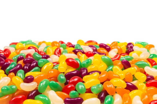 Colorful jelly beans isolated on white