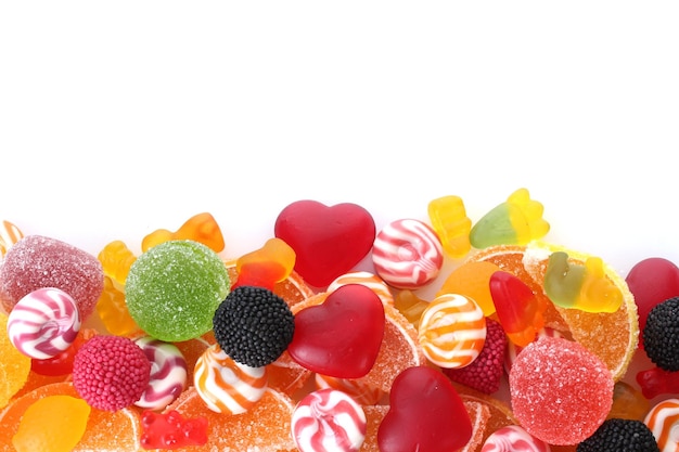 Colorful jelly candies isolated on white