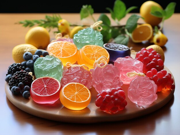 Colorful jelly candies on table