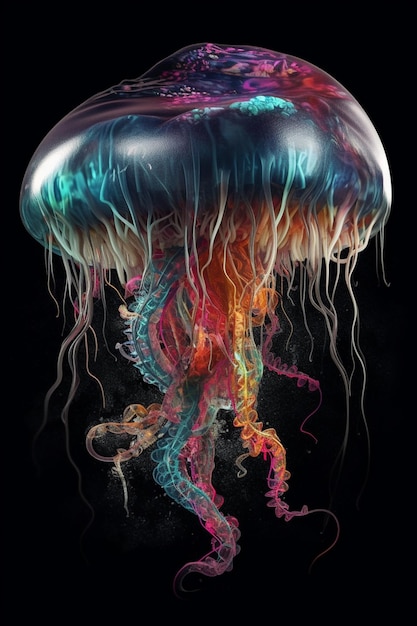 A colorful jellyfish is shown in this illustration.