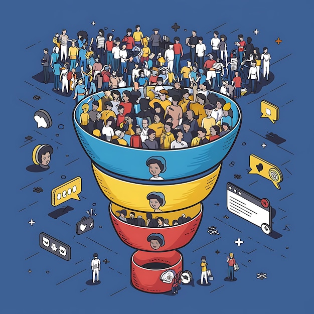 A Colorful Journey From Audience to Customer with the Social Media Marketing Funnel