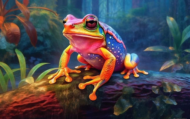 Colorful Jungle Tree Frog Vibrant Amphibian and Tropical Delight Generative AI