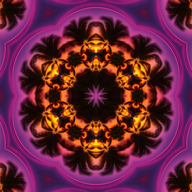 A colorful kaleidoscope of flowers and leaves is made by me.