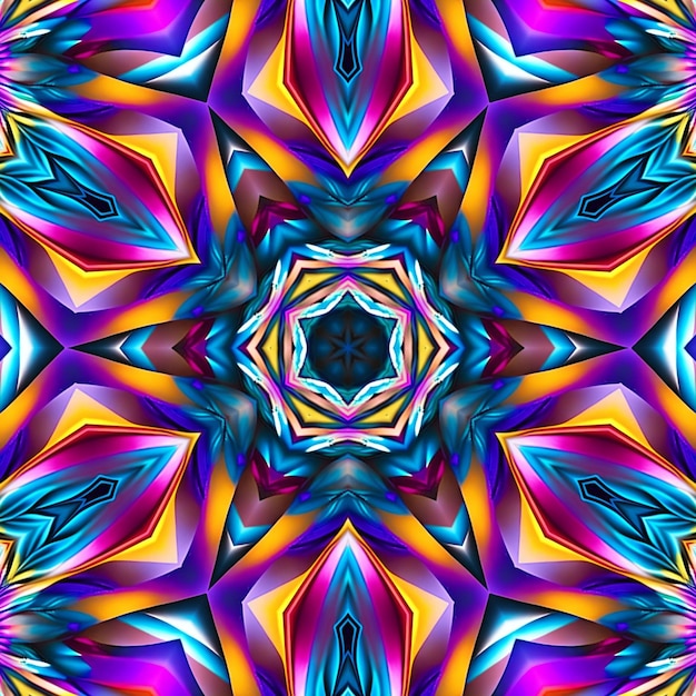 A colorful kaleidoscope pattern with a colorful design in the center.