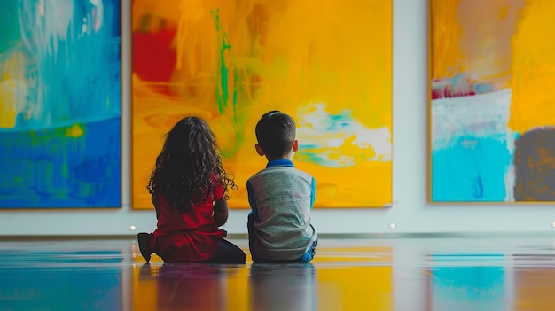 Colorful Kids in Art Gallery Creative and Vibrant Image