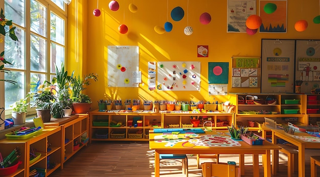 Photo a colorful kindergarten room scene