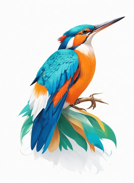 Photo a colorful kingfisher watercolor art isolate on a white background