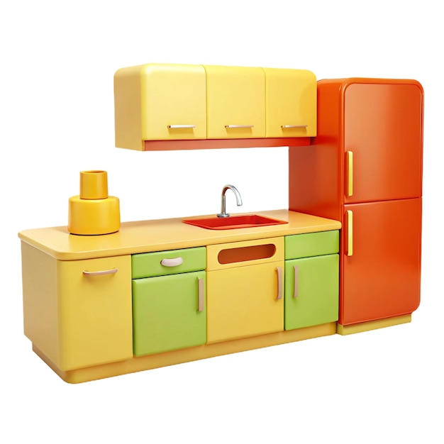 Photo a colorful kitchen set of cabinets with a sink and a sink