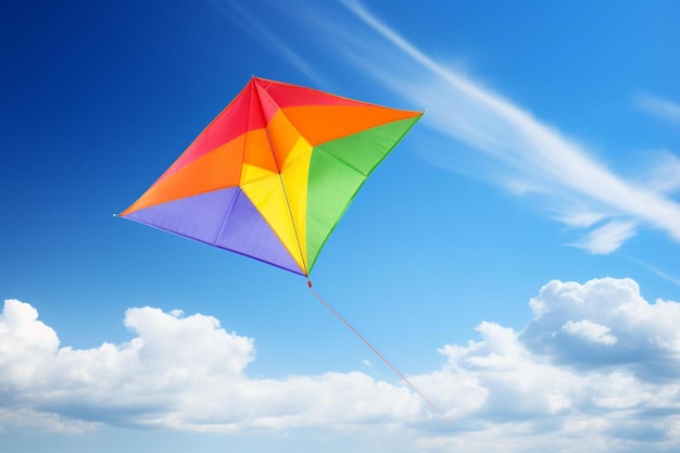 Photo a colorful kite flying in the blue sky