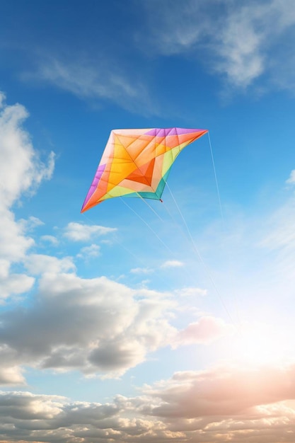 Photo a colorful kite is flying in the sky