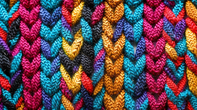 Colorful knitted fabric with a chevron pattern