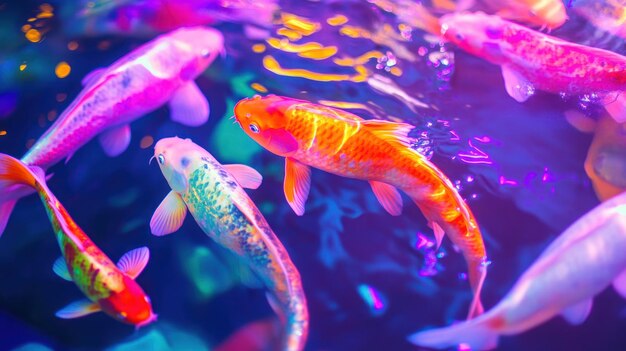 Photo colorful koi fish swimming in a tank