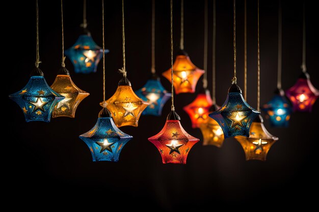 Colorful Lamp Hanging From String With Stars