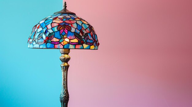 Photo a colorful lamp with a flower pattern on it