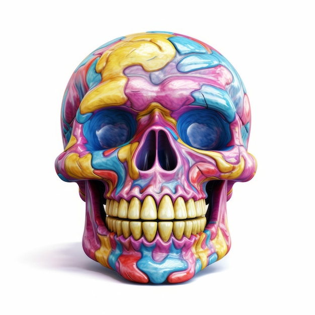 Colorful Laughing Skull Illustration for Fun Designs Generative AI