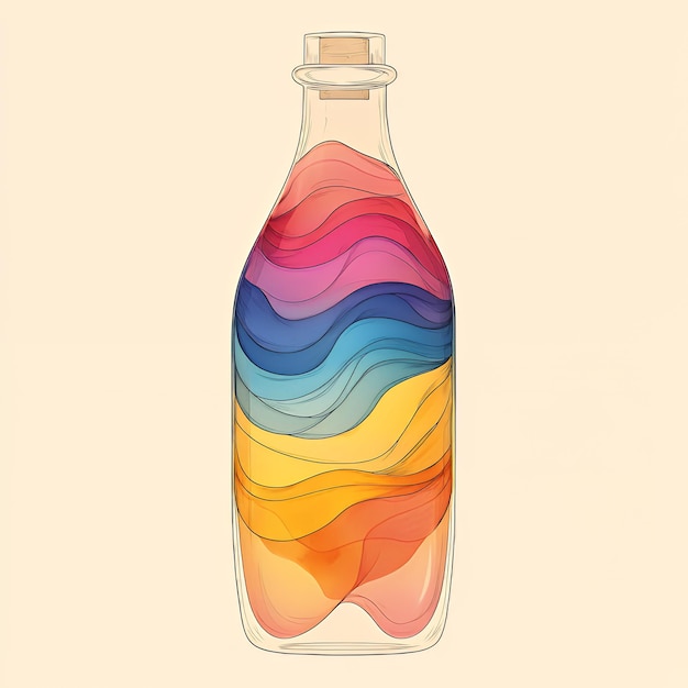 Photo colorful layers in a glass bottle