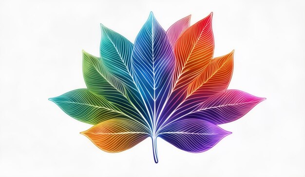 Photo a colorful leaf that has the rainbow colors on it