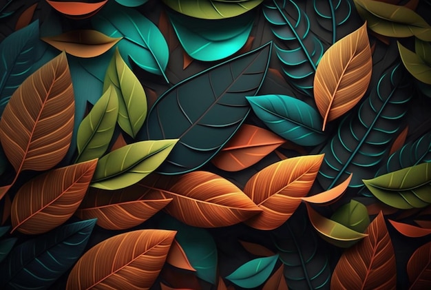 Colorful leaves abstract background Generative AI