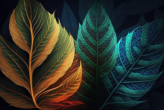 Colorful leaves abstract background Generative AI