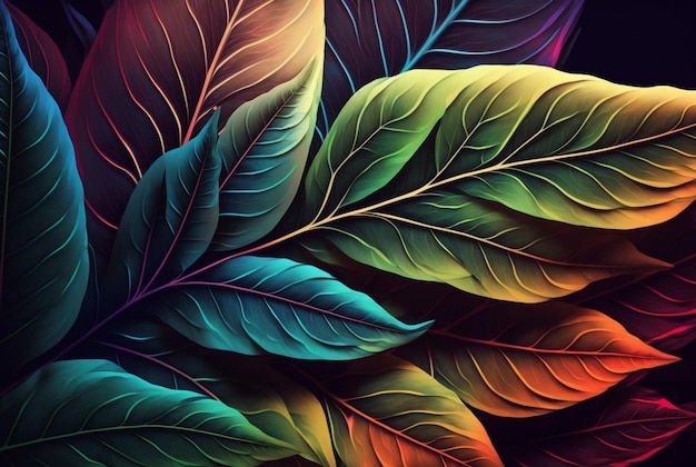 Colorful leaves abstract background Generative AI