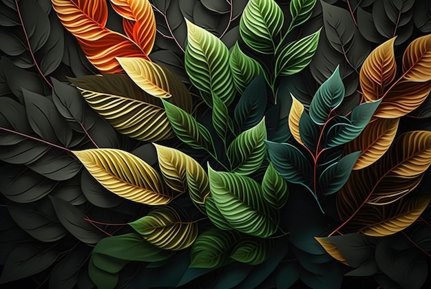 Colorful leaves abstract background Generative AI