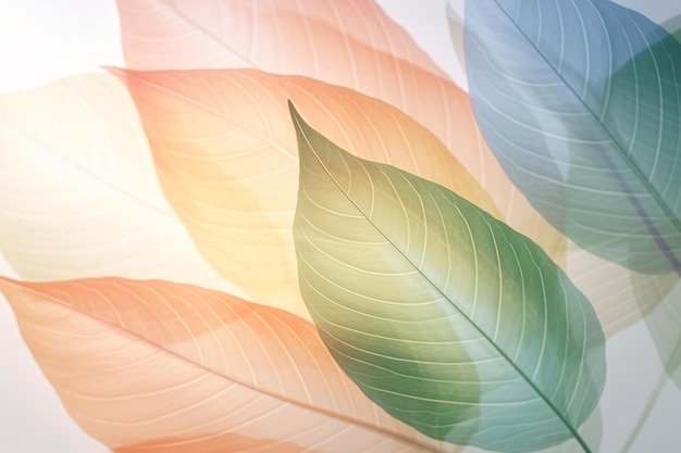 Colorful Leaves Pastel Background Ai generative