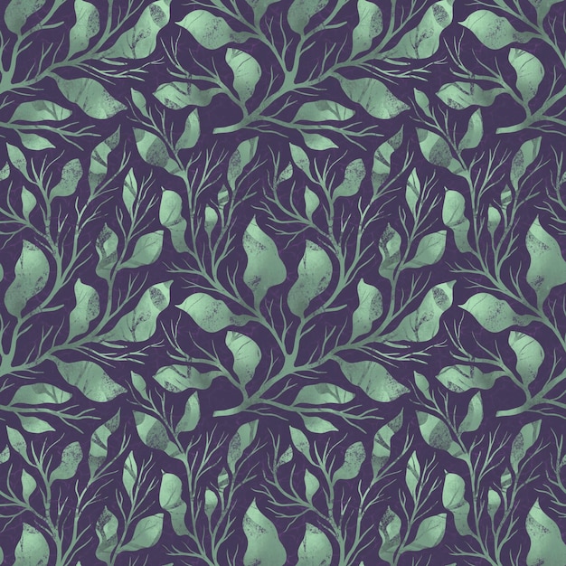 Colorful leaves seamless pattern with grunge structure hand drawn clipart colorful wallpaper