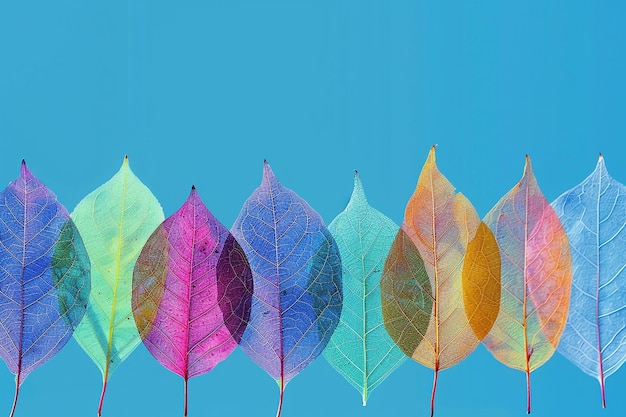 Photo colorful leaves on a string with the word autumn on them